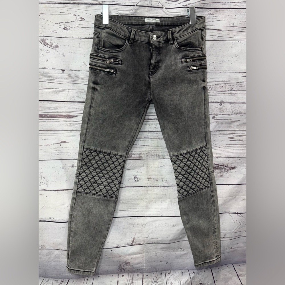 Zara Gray Quilted Women Jeans Size 8